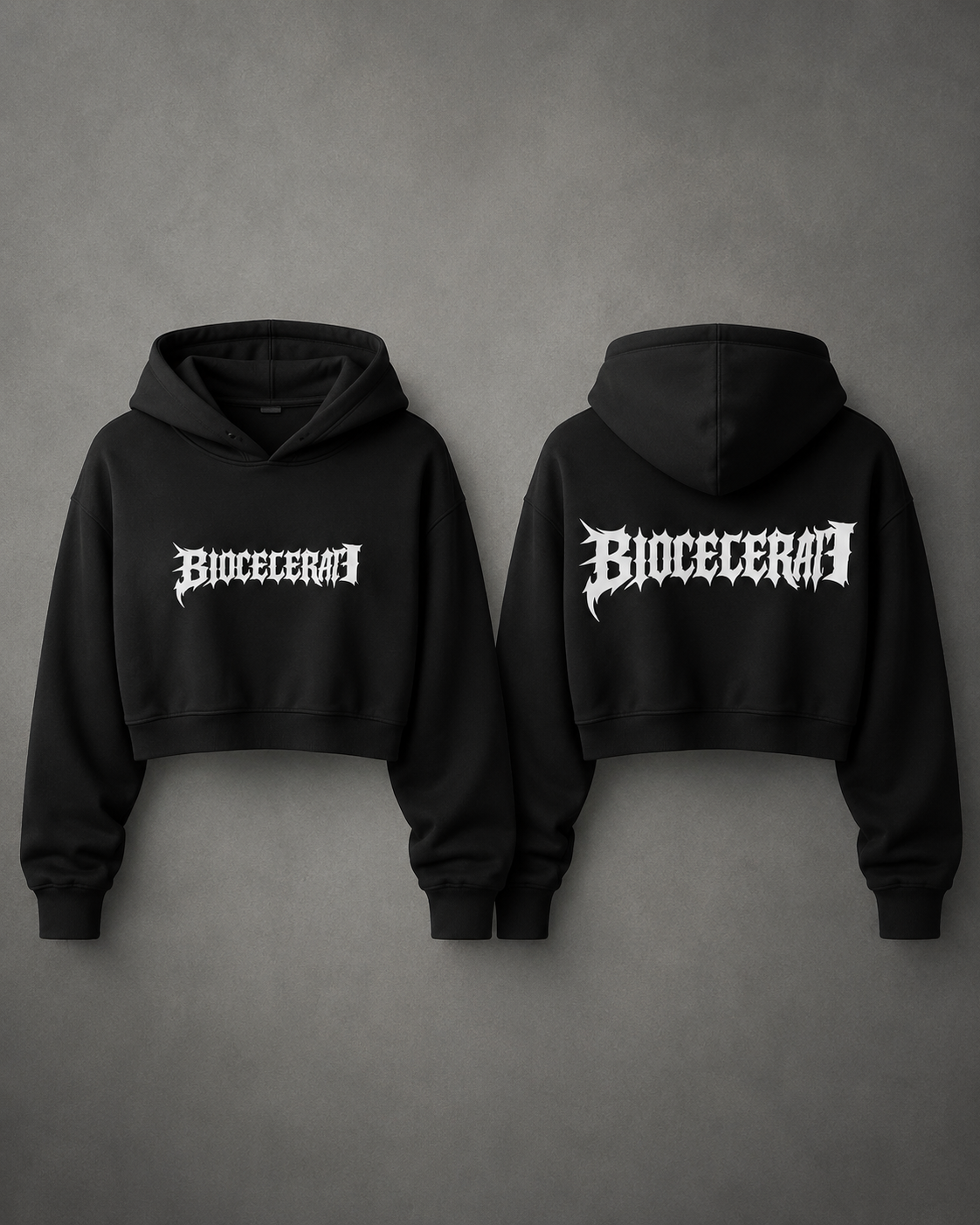Gothic Crop Hoodie Negra