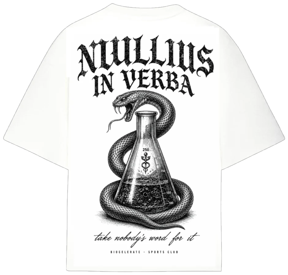 Playera Nullius in Verba: serpiente enroscada en un matraz