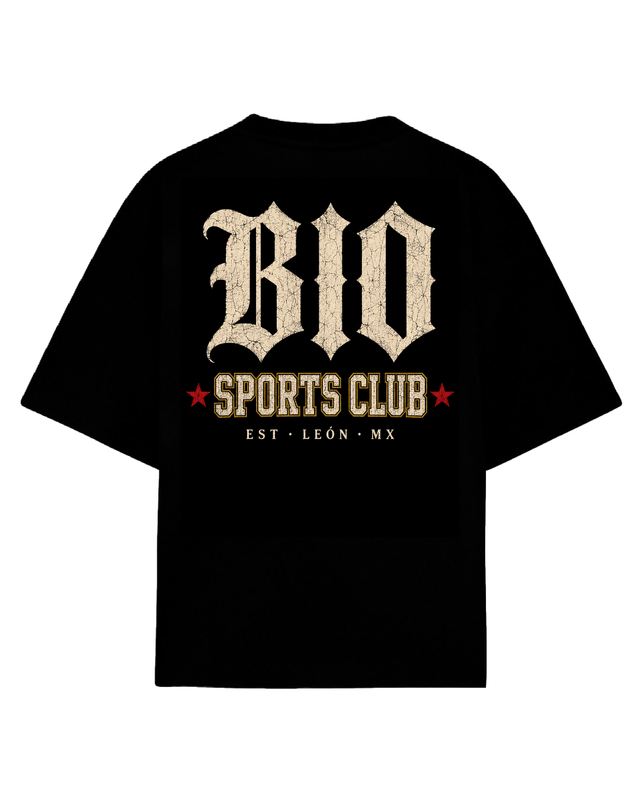 Playera oversize negra BIO Sports Club Est Leon MX - Biocelerate Sports Club